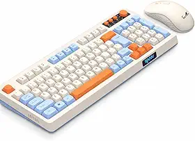 Teclado e Mouse Sem Fio 2.4GHz ABNT2 com Receptor Nano USB para Computadores Bege