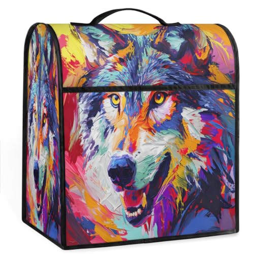 Coffee Maker Cover Abstract Wolf Kitchen Appliance Covers Small Appliance Covers Blender Cover Juicer Cover Dust Covers for Kitchen Appliances with Top Handle and Pockets,Washable,B516