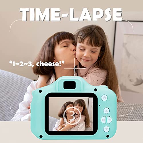 Image of CADDLE & TOES Kids Camera for Girls Boys, 13MP 1080P HD Digital Video Camera, 4GB, Green