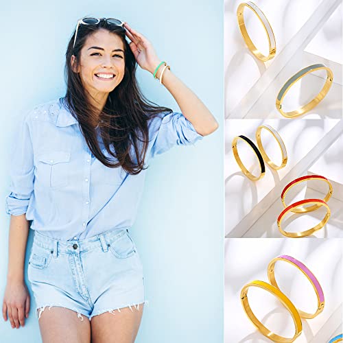 Love Friendship Bracelet Bangle Colorful Orange Enamel Bangles Bracelets For Women Teen Girls Party Fashion Bangles Stainless Steel Jewelry Birthday With Gifts Box (6Mm Orange, Stainless Steel) #TOP3