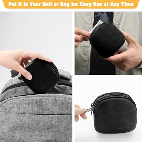 Image of Jack&Chris Coin Purse for Men, Genuine Leather Mini Coin Wallet Zipper Pocket with Back Belt Loop, Coin Bag for Men