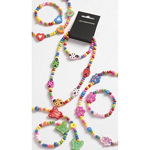 The Home Fusion Company - Juego de collar y pulsera de madera para niñas