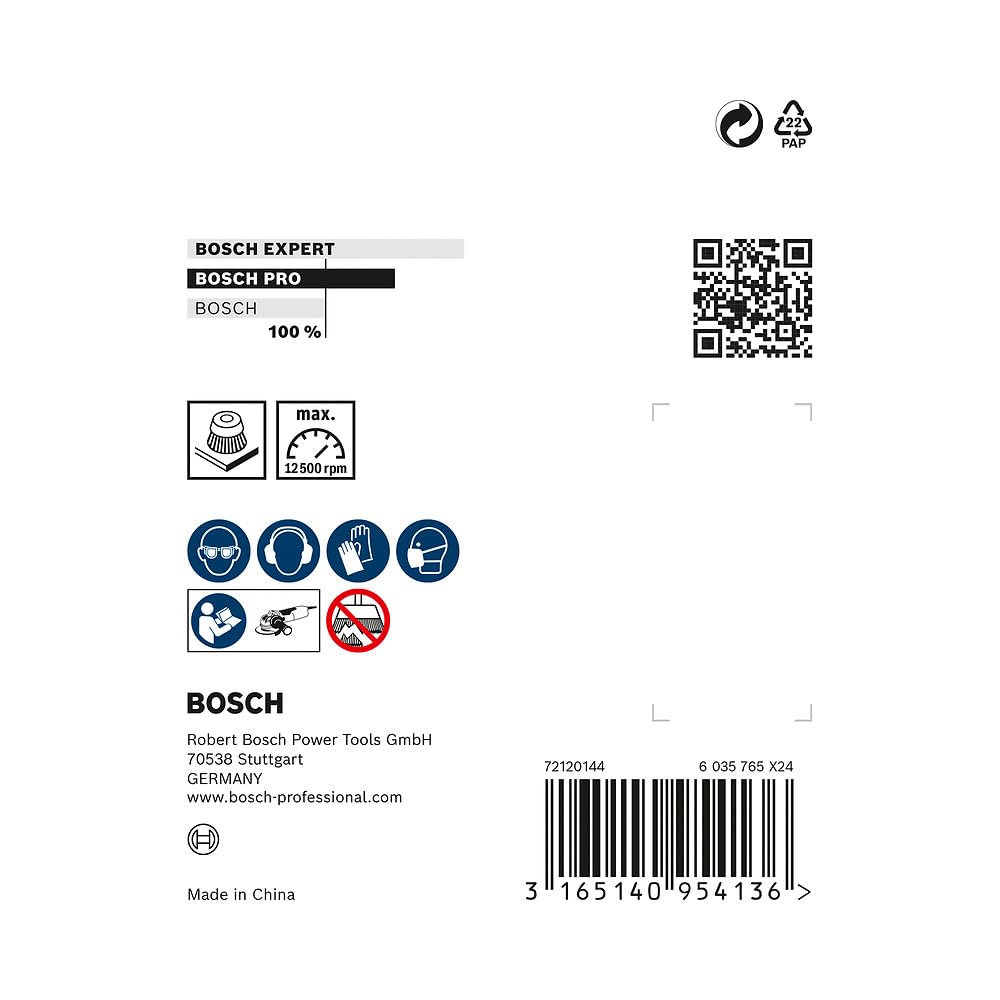 Bosch Professional 2608620727 Spazzola a Tazza Intrecciato Heavy, per Metallo, X-Lock, Ø 75 mm, Spessore Filo 0.5 mm, per Ø125 mm
