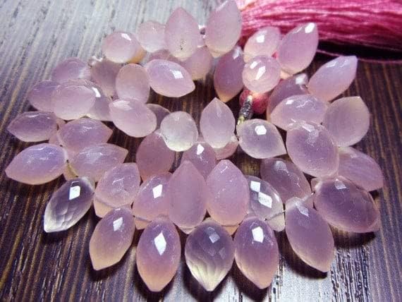 Chalcédoine rose naturelle en briolettes facettées 10x5mm pour perles