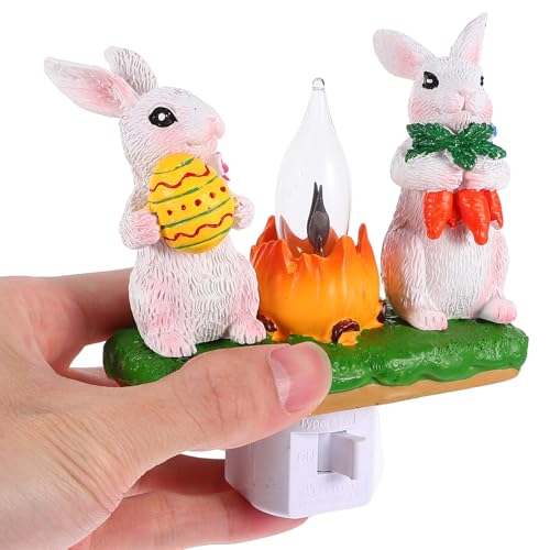 Lámpara de mesa con conejo LED multicolor de resina miniatura 4