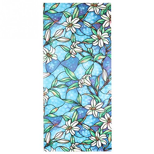 Meily ステンドグラス風 ウィンドウフィルム 窓ステッカー ガラスフィルム 目隠し ラン 45cm x 100cm