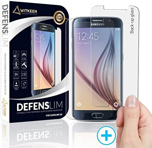 2018 Witkeen Galaxy S6 Tempered Glass Screen Protector with Premium Anti-Shatter and Oleophobic Treatment for Samsung Galaxy S6 - Ultra Clear - 2 Pack