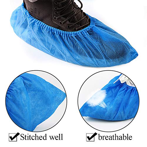 Amazqi Shoe Covers Disposable, 200 Pack (100 Pairs) Non-Woven Booties for Shoe Covers Non Slip Durable Shoes Covers for Indoor Home, Floors,Carpet and Shoes Protector Covers