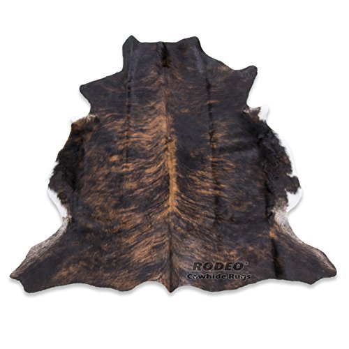 rodeoGenuine Cowhide Rug: Real Animal Print Rug for Western Home Decor & Rustic Cow Rugs for Living Room - Hand-Picked Western Rugs, 6x7ft - Unique Country Style Hide Decor - Dark Brindle