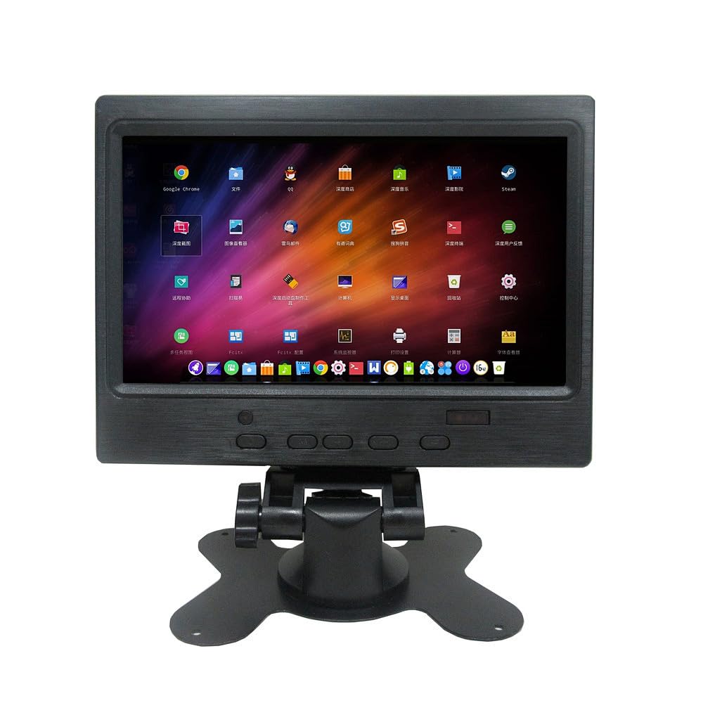 7-calowy przenośny zestaw monitora (format 16:9) ze złączami HDMI/VGA/2AV do PC, Raspberry Pi, Orange Pi i kompatybilności z wieloma urządzeniami (rozdzielczość wyświetlacza: 1024 x 600)