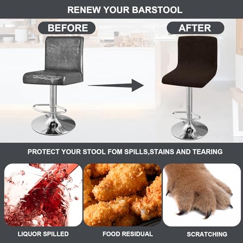 Image of Chair Covers Bar Stool Cover 2pc Bar Chair Cover Swivel Bar Stool Slipcover | Stretch Counter Height Bar Stool Cover High Back Chair Cover Counter Stool Bar Chair Covers for Kitchen Pub Dining Room,03