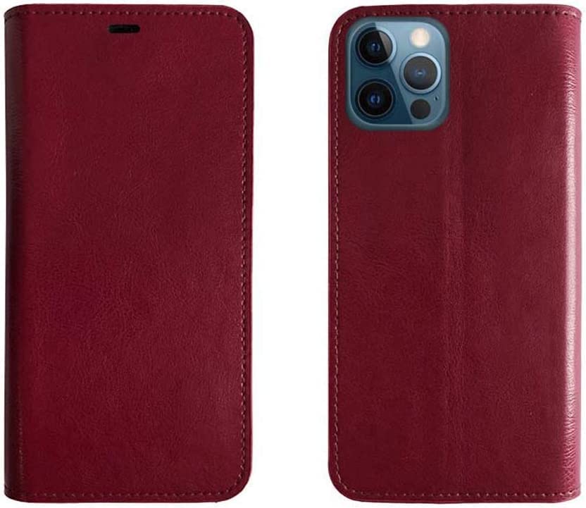 Étui iPhone 12 Pro cuir véritable rouge GUMMMY avec fente cartes
