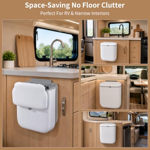 Caneca de basura plegable rectangular blanca para RV miniatura 7