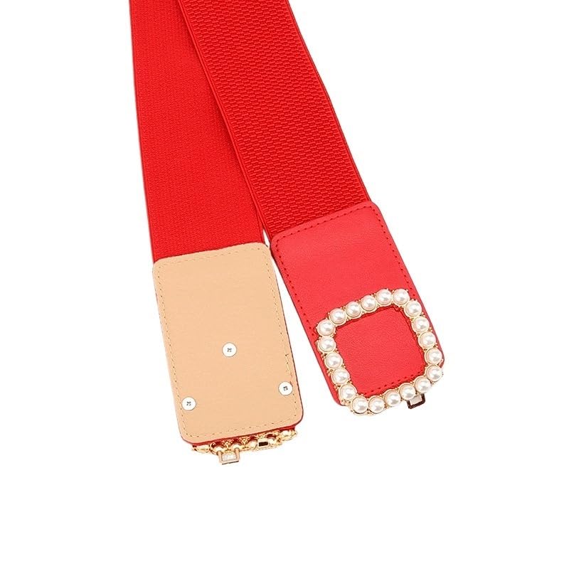 Waist Belt for Women with Wide Waistband Decoration Elastic Pearls Matching Skirts Dresses Versatile Belts3