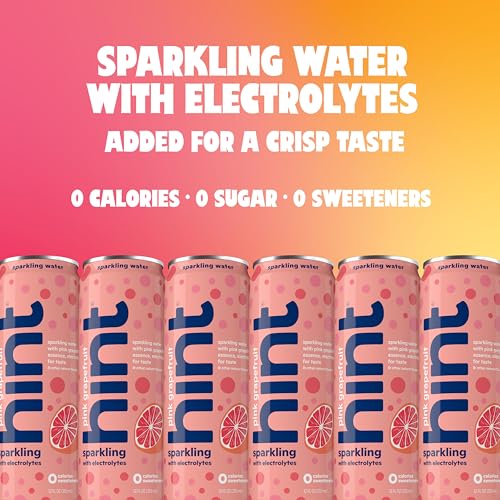 Image of Hint Sparkling Water, Pink Grapefruit - Carbonated Fruit-Infused Water with Electrolytes, Zero Calories, and Sugar Free - 12 Fl Oz Cans (Pack of 24)