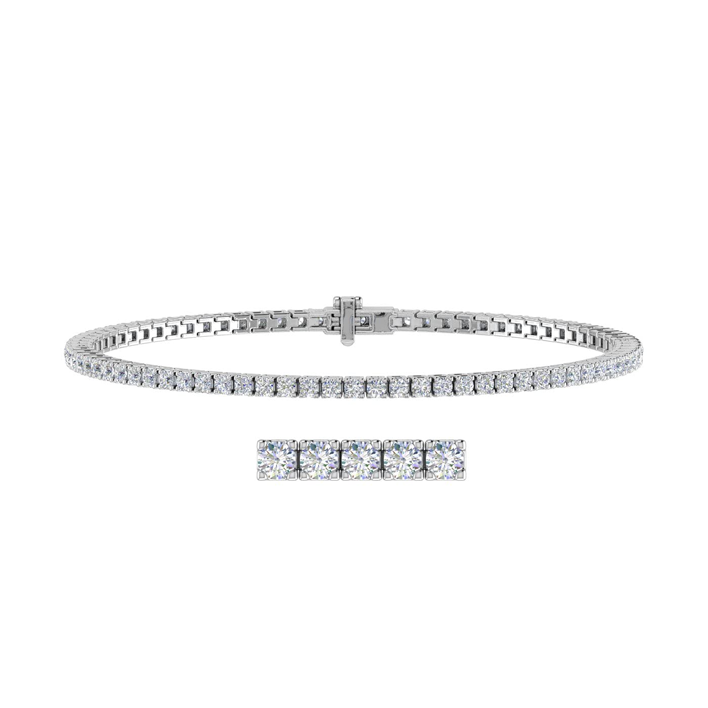 2 to 7 Carat Diamond Tennis Bracelet in 14K Gold (7 Inch) - IGI Certified (I1-I2 Clarity)