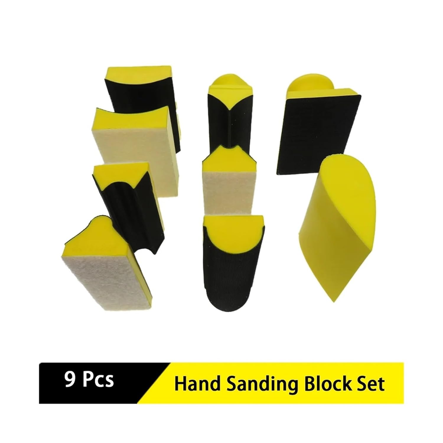 9pcs Hand Sanding Block Set Hook and Loop Assorted Shaped Sanding Disc Holder Grinding Sponge Abrasive Tool