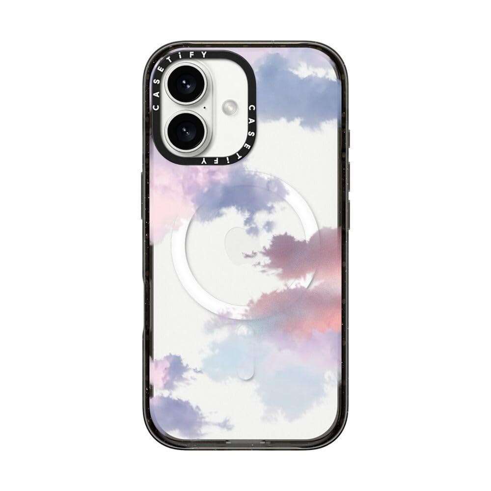 CASETiFY インパクト MagSafe対応 iPhone 16 ケース [スリム / 2.5mの落下試験をクリア (MIL規格4倍相当) / ワイヤレス充電およびMagsafe対応] - Clouds - クリア ブラック