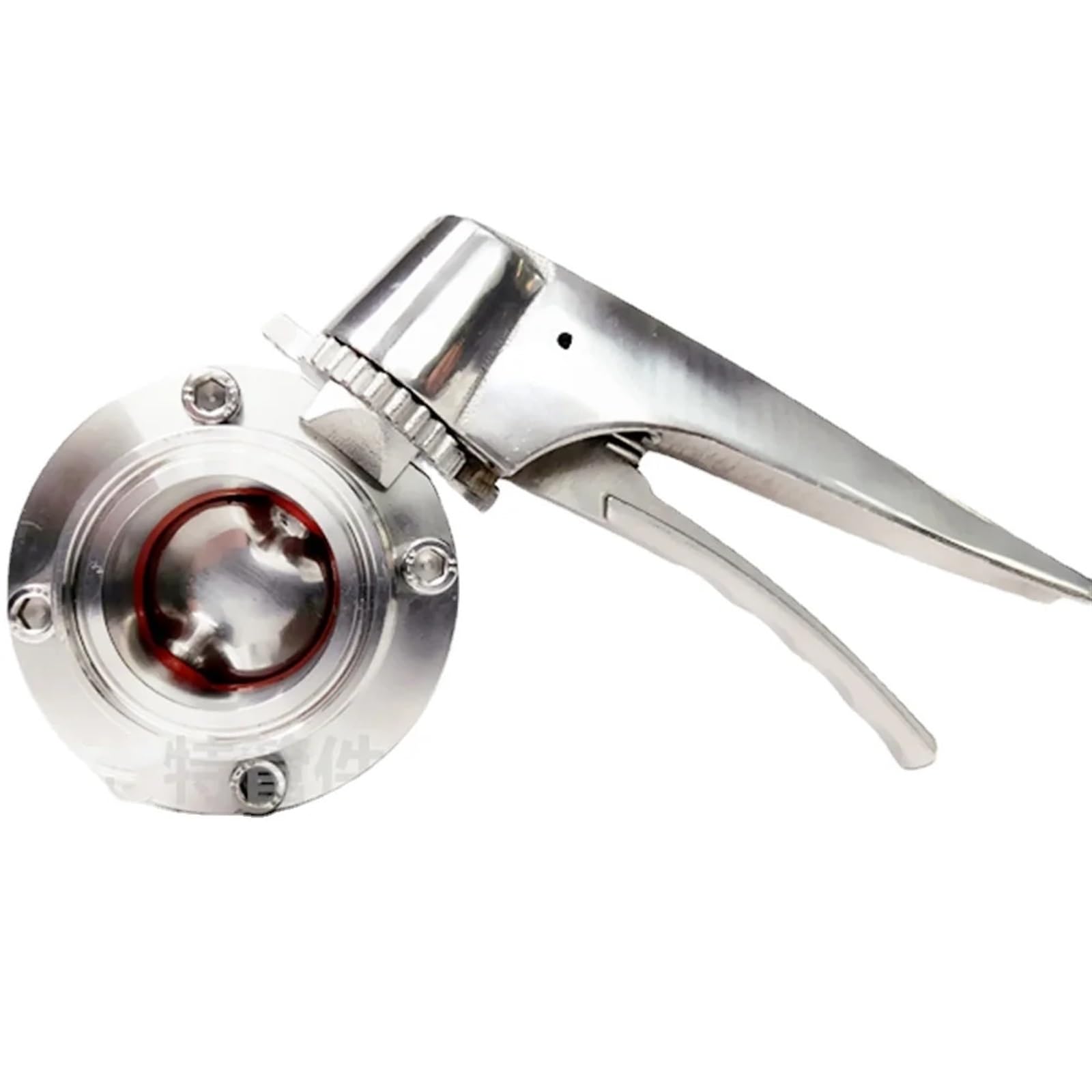 KKCZOFMJ 19/25/32/38/45/51mm Pipe OD x 1.5" 2" Tri Clamp Butterfly Squeeze Trigger Flow Control Valve SUS 304 Stainless(45mmPipeOD K64mm)