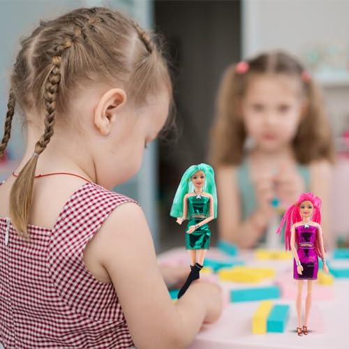 Image of WISHKEY Plastic Doll Set for Girls with Accessories, Beautiful Doll with Movable Joints, Arms, Legs, Head, Pretend Play Toy for Kids, Multicolor, Age 3+ Years (Pack of 1)