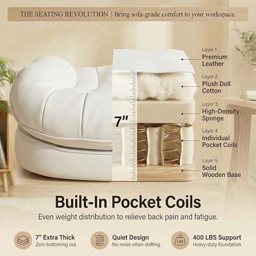 Image of Efomao Big & Tall Desk Chair, Wide Executive Office Chair with Footrest White