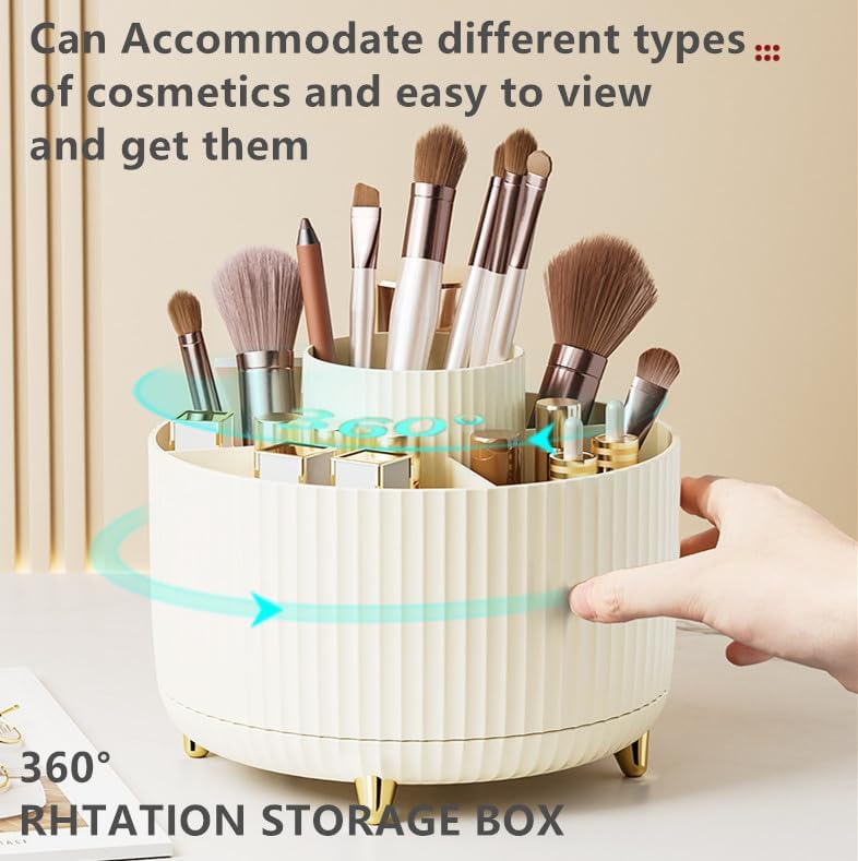 360 Degree Rotating Makeup Brush Holder Organizer Detachable Design 5 Slot Make up Brushes Cup for Cosmetics and Pencil Pen Organizer for Desk Makeup Organizer Skincare Storage for Vanity（Black）