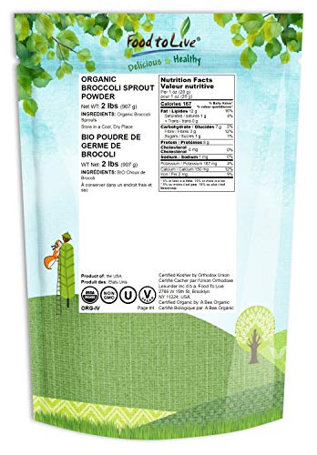 Organic Broccoli Sprouts Powder, 2 Pounds — Grown from Non-GMO Seeds, Kosher, Non-Irradiated, Pure, Vegan Superfood, Bulk, Rich in Sulforaphane - Thumbnail 2