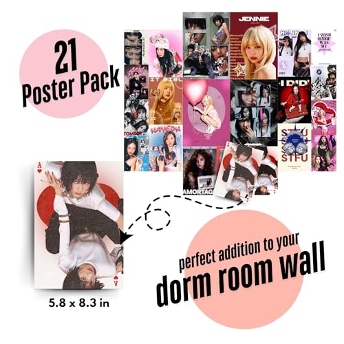 Image of Yellow Town India GILRIES OF K-POP Poster Kit | Set of 21 Multi Sized K-POP Posters | Korean Girl Band Pink Wall Collage Kit | Free Wall Friendly Adhesive | 300 GSM Unframed