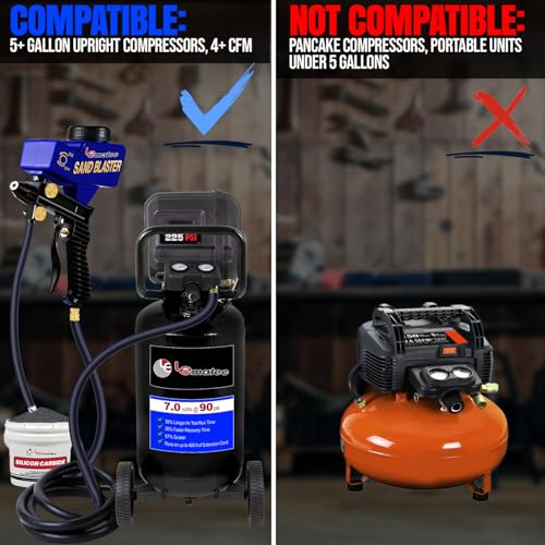 LE LEMATEC Light-Duty Sandblaster Gun Kit, Requires Air Compressor (Not Included), Hobby Sand Blaster for Small Projects, Metal & Wood Surface Prep, AS118-2C