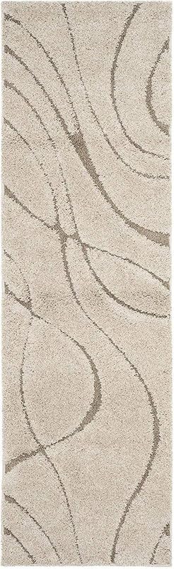 Image of FIASCO Shaggy Carpet Bedside Runner | 2 Inch Pile Height Back in Canvas for Bedroom, Kids Room, Guest Room | Area Rug Microfiber Soft Plush Fluffy Shaggy Carpet | 2x6 Feet Ivory & Beige