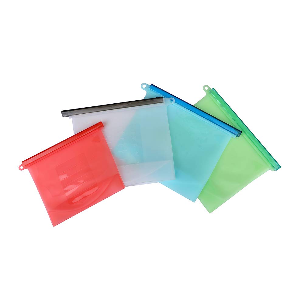 Bolsa de almacenamiento de alimentos de silicona, a prueba de fugas, sin olor, resistente a las manchas, juego de 2 unidades (1 mediano + 1 grande)