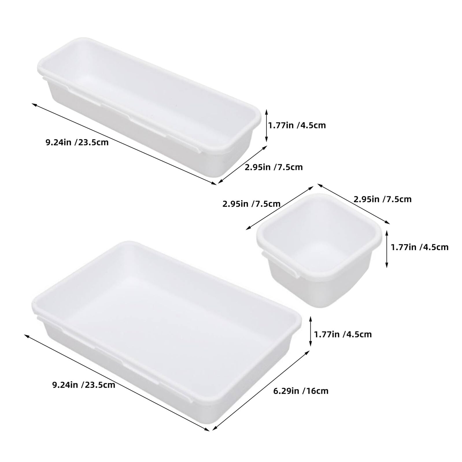 Organizer da Scrivania Modulare 16 Pezzi in Plastica Bianca, Scatole Portaoggetti per Trucco e Cosmetici, Divisori per Cassetti per Bagno e Uso Domestico
