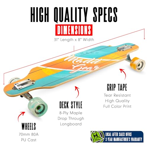Madd Gear Cruiser Skateboard for Adults & Teens – Lightweight 31" Maple Deck – Smooth 70mm Wheels – Longboard (Boardwalk) by Madd Gear - Used condition - Image 2