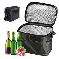 SXCCNW Faltbare Kühltasche, 10L Picknicktasche, Isolierte Thermo Lunch Tasche, Eistasche für Büro, Arbeit, Reisen - 27 x 17 x 24 cm Schwarz