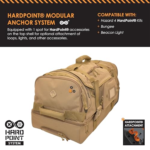 HAZARD 4 Shoreleave - Rolling Duffle Bag With Wheels and Handle - Large Heavy Duty Travel Luggage, Wheeled Camping Duffel Bags for Men and Women, Tactical Weekender Baggage - (Coyote, 103.4L)3