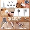 Dog Grooming Vacuum Kit - 3L Vacuum with 7 Tools, Low Noise Electric Clipper and Brush for Pet Shedding at Home, White