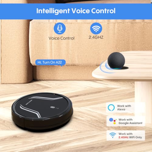Image of Bagotte Robot Vacuum and Mop Combo,5000Pa Suction Robotic Vacuums Cleaner, Low Noise, Self-Charger,2.4G WiFi /App /Alexa /Remote Control for Pet Hair,Hard Floor,Carpet