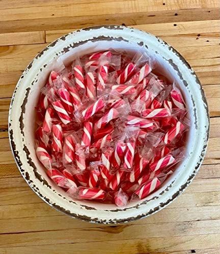 RiverFinn Mini Old Fashioned Candy Cane Sticks, BUBBLE GUM FLAVOR, Pink & White, Wrapped, Bulk/Wholesale, Great for Christmas Stockings, Baby Showers, Candy Buffets & Bowls, Gifts, Baking, Entertaining & More! (2 Pounds)