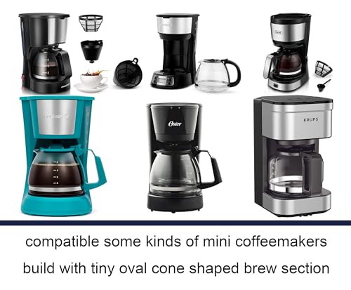 Image of NRP #2 Nylon Mesh 4 cup Coffee Filter Replacement for Gevi, Oster, Krups Coffeemaker, 2-pack Cone shape filter with round rim | 2-pack BPA FREE Oval Brim Cone Shaped Mini Filter Compatible oster, Gevi and More Brands