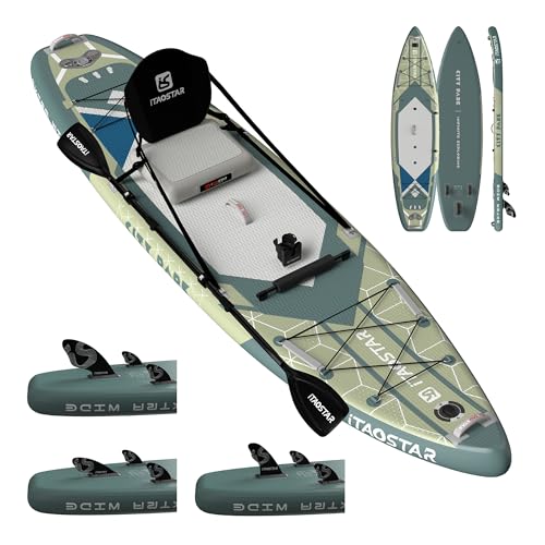 iTAOSTAR C03EP 35' Wide Paddle Board, More Fun Inflatable Paddle Board with 5 Fins，12 Foot Stand...