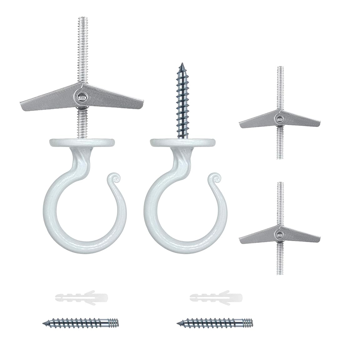 Heavy-Duty Ceiling Hook for Multiple Surfaces - Supports 40 lbs, Versatile for Wood, Concrete & Drywall, Easy Install (2, White)