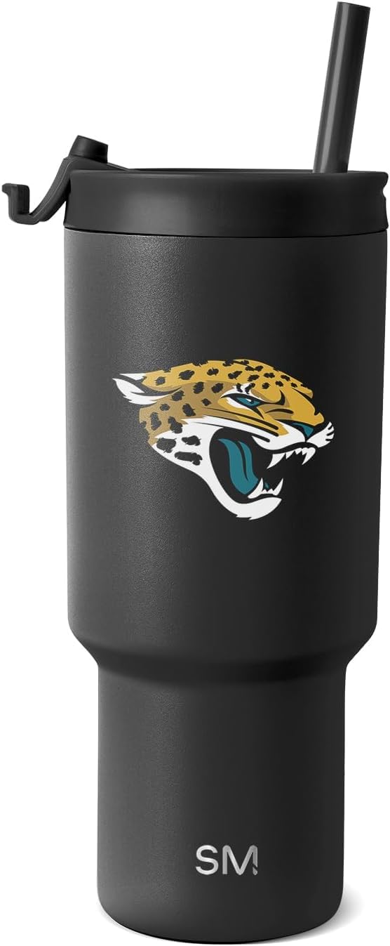 Simple Modern Officially Licensed NFL Jacksonville Jaguars 30 oz Tumbler with Flip Lid and Straws Insulated Cup Stainless Steel Gifts for Men Women Trek Collection Jacksonville Jaguars (Pack of 12)