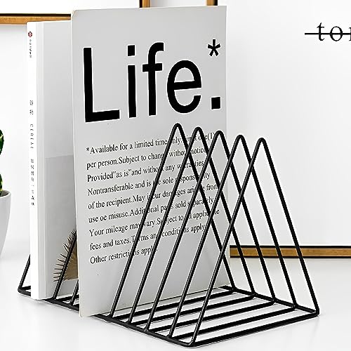Sooyee 2 Pack 9 Slot Black Magazine Holder,Desktop File Sorter Organizer Triangle Bookshelf Decor Home Office - Image 4