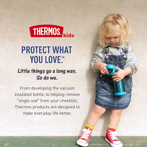 Image of THERMOS FUNTAINER Water Bottle with Straw - 12 Ounce - Kids Stainless Steel Vacuum Insulated Water Bottle with Lid, Night Trek