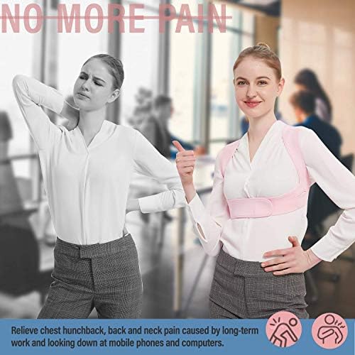Posture Corrector for Women and Men, Vicorrect Adjustable Upper Back Brace for Clavicle Support and Providing Pain Relief from Neck, Shoulder, and Upper Back (S/M)