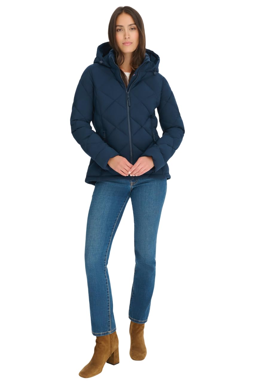 Tommy Hilfiger Women's Navy Every Day Essential Lightweight Coat Down Alternative, M