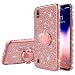 Produktbild Jinghuash Kompatibel mit Samsung Galaxy A10 Glitzer Handyhülle Kristall Bling Glänzend Strass Diamant Hülle mit 360 Grad Ring Ständer Ultradünn Stoßfest TPU Silikon Tasche Schutzhülle-Roségold