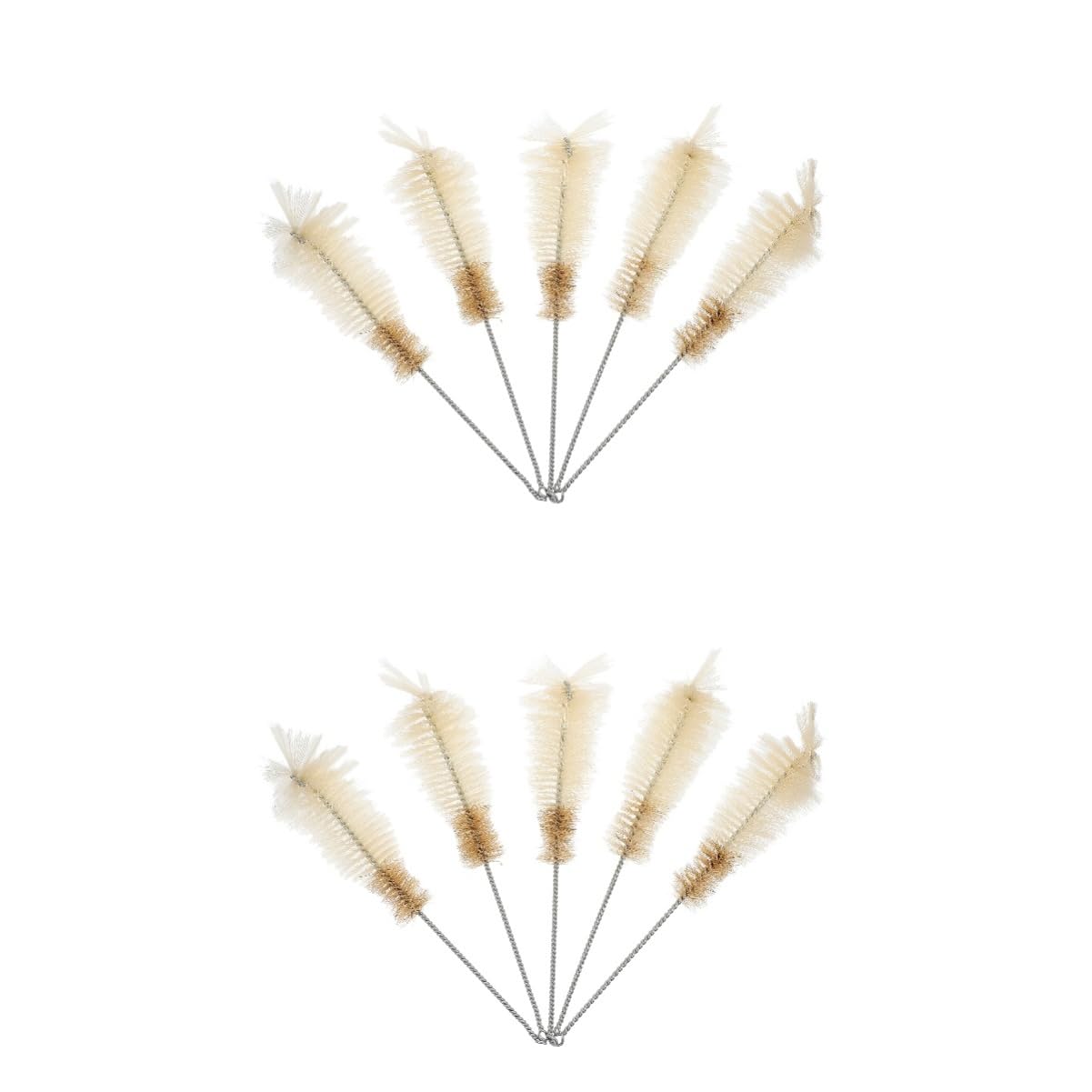 HOMOCONO 2sets Universal Bottle Brush Set Triangle Flask Brush Bottle Cleaner Boiling Flask Extra Long Nylon Laboratory 5pcs*2