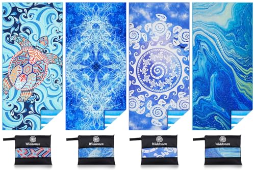 Widdonen Microfiber Beach Towel,Compact 4 Pack-71x32 Inch with Bag Travel