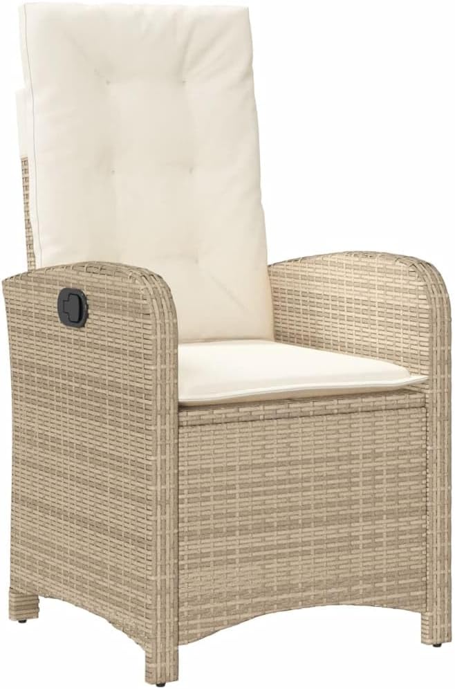Reclining Garden Chair Set of 2 Beige Patio Set Outdoor Chairs for Indoor Outdoor